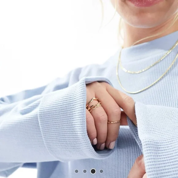 asos design slouchy long sleeve t-shirt in mid blue - size M - Picture 3 of 4